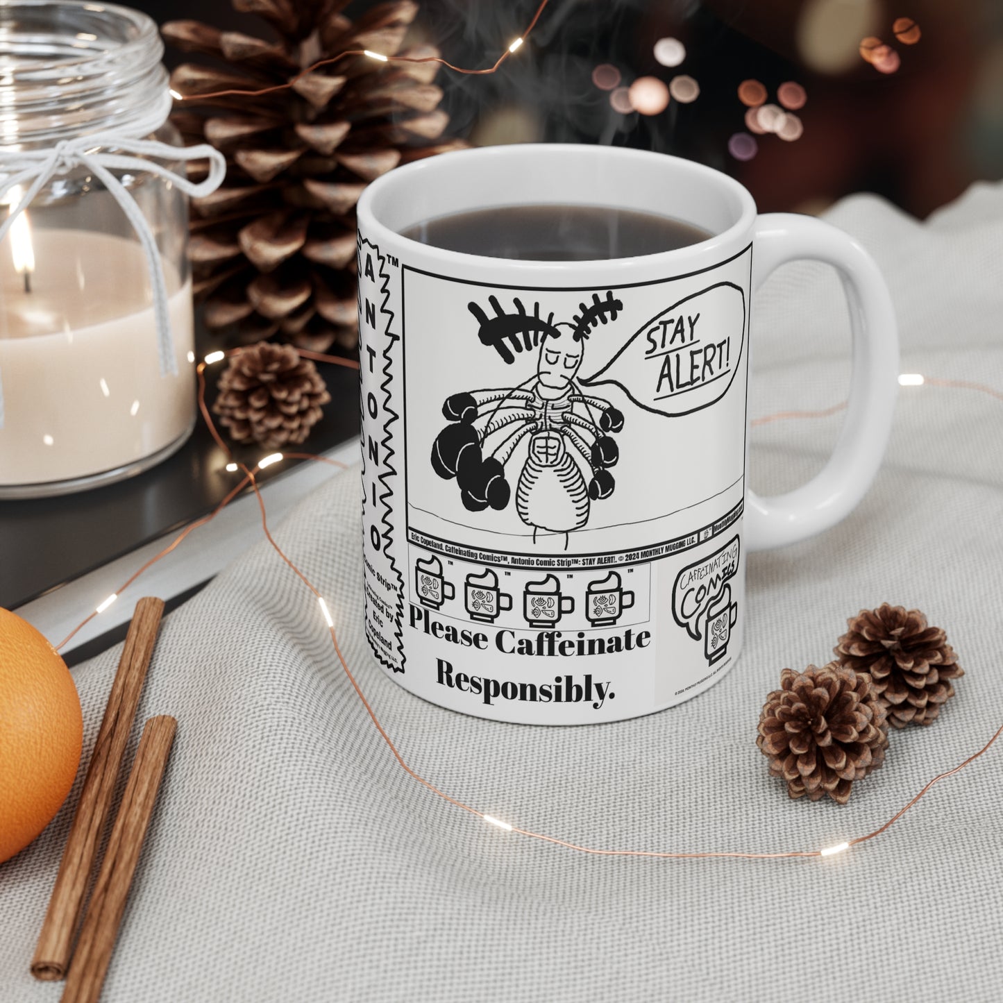 Antonio Comic Strip™: Are You Aware? X Antonio Comic Strip™: STAY ALERT! Mug 11oz