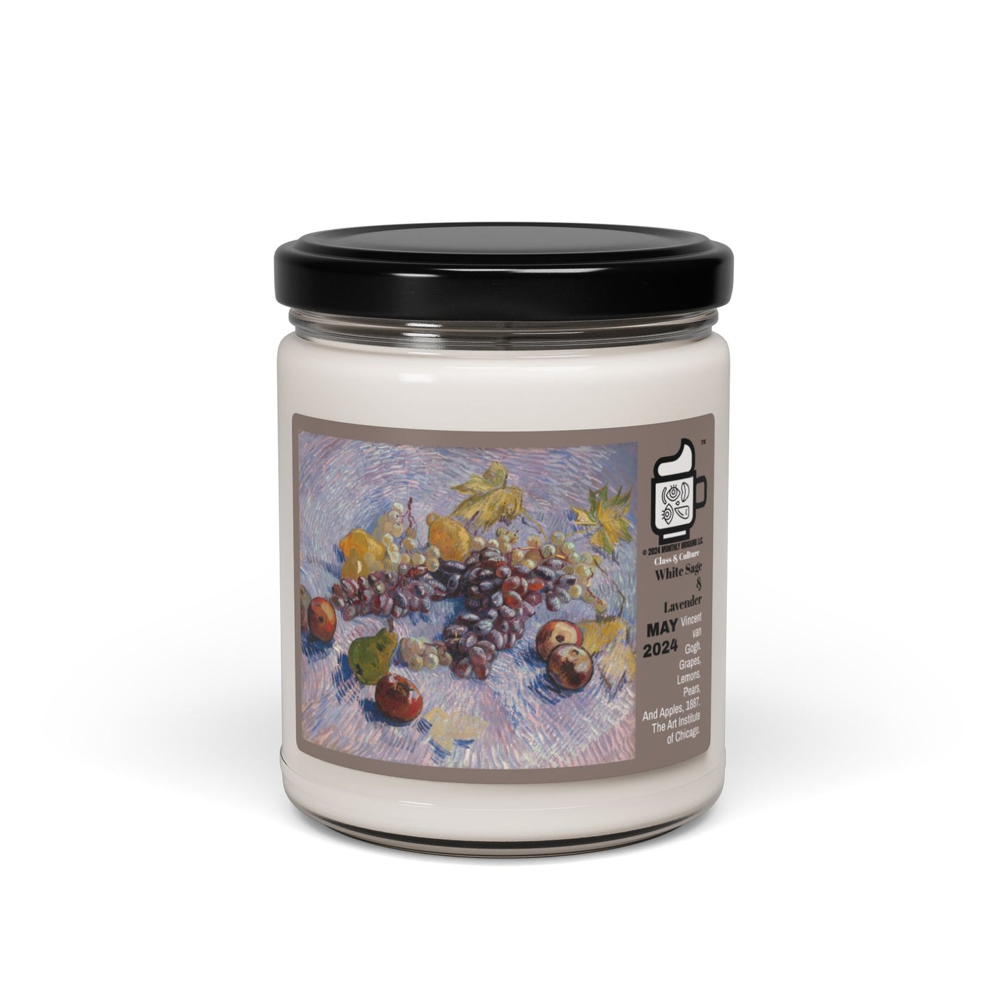 MAY 2024 Featured Artist Soy Candle, 9oz White Sage And Lavender Scented