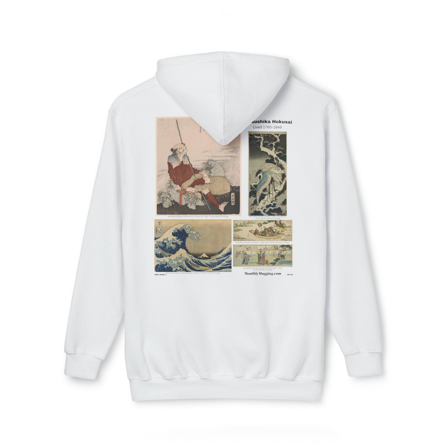 APRIL 2024 Unisex Hooded Katsushika Hokusai Sweatshirt, Made in US